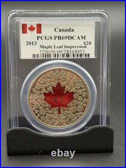 2013 Canada $20 Silver Maple Leaf Impression Red Enamel PCGS PR69DCAM 13B