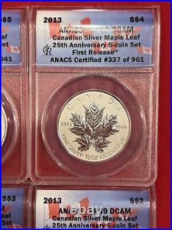 2013 Canada 25th Anniversary Silver Maple Leaf 6-Coin Set ANACS RP69 1st Release