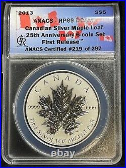 2013 Canada 25th Anniversary Silver Maple Leaf 6-Coin Set ANACS RP69 1st Release