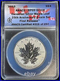 2013 Canada 25th Anniversary Silver Maple Leaf 6-Coin Set ANACS RP69 1st Release