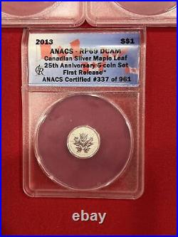 2013 Canada 25th Anniversary Silver Maple Leaf 6-Coin Set ANACS RP69 1st Release