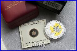 2013 Canada $5 25th Anniv. 1oz silver Maple Leaf proof with partial gold gilding