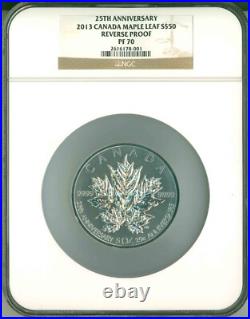 2013 Canada S$50 Maple Leaf 5 Oz. Silver 25th Anniversary NGC Reverse Proof PF70