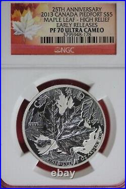 2013 PF 70 Maple Leaf High Relief 1 OZ. 999 Silver Coin NGC Graded Slab OCE 830