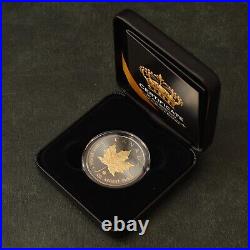 2014 1 oz Silver Silver Canada Canada Maple Leaf 24kt Gold Black Empire 500BU #2