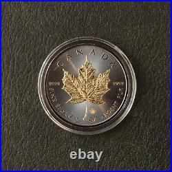 2014 1 oz Silver Silver Canada Canada Maple Leaf 24kt Gold Black Empire 500BU #2