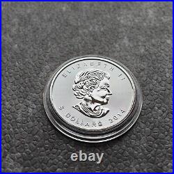 2014 1 oz Silver Silver Canada Canada Maple Leaf 24kt Gold Black Empire 500BU #2