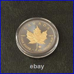 2014 1 oz Silver Silver Canada Canada Maple Leaf 24kt Gold Black Empire 500BU #2