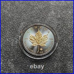 2014 1 oz Silver Silver Canada Canada Maple Leaf 24kt Gold Black Empire 500BU #2