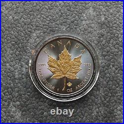 2014 1 oz Silver Silver Canada Canada Maple Leaf 24kt Gold Black Empire 500BU #2