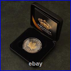 2014 1 oz Silver Silver Canada Canada Maple Leaf 24kt Gold Black Empire 500BU #2