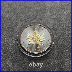 2014 1 oz Silver Silver Canada Canada Maple Leaf 24kt Gold Black Empire 500BU #2