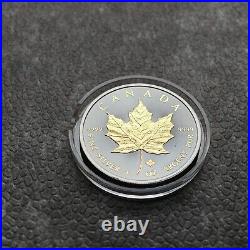 2014 1 oz Silver Silver Canada Canada Maple Leaf 24kt Gold Black Empire 500BU #2