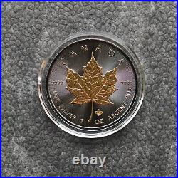 2014 1 oz Silver Silver Canada Canada Maple Leaf 24kt Gold Black Empire 500BU #2