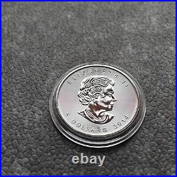 2014 1 oz Silver Silver Canada Canada Maple Leaf 24kt Gold Black Empire 500BU #2