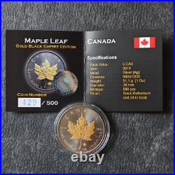 2014 1OZ Silver Canada Maple Leaf 24kt Gold gilded Black Empire ONLY 500pc #429