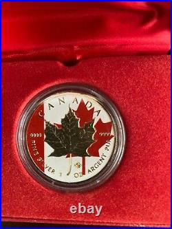2014 1oz Canadian Maple Leaf Silver Coin Color And 24k Golg Glided Edition