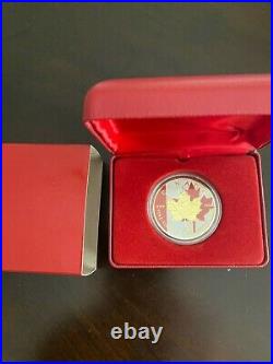 2014 1oz Canadian Maple Leaf Silver Coin Color And 24k Golg Glided Edition