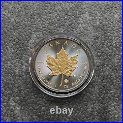 2014 1oz Silver Silver Canada Canada Maple Leaf 24ktGold Black Empire 500BU #429