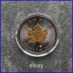 2014 1oz Silver Silver Canada Canada Maple Leaf 24ktGold Black Empire 500BU #429