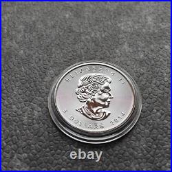 2014 1oz Silver Silver Canada Canada Maple Leaf 24ktGold Black Empire 500BU #429