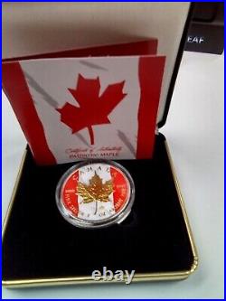 2014 CANADA $5 Dollars Patriotic Maple Leaf 1oz 9999 SILVER Gilded 500 pc