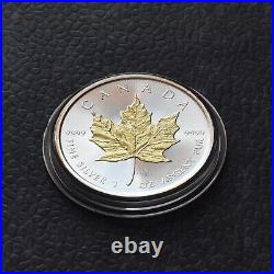 2014 Canada 1 oz Silver Silver Gilded 24kt Gold Maple Leaf ONLY 5000 BU