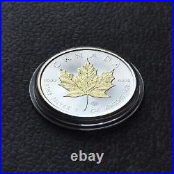 2014 Canada 1 oz Silver Silver Gilded 24kt Gold Maple Leaf ONLY 5000 BU