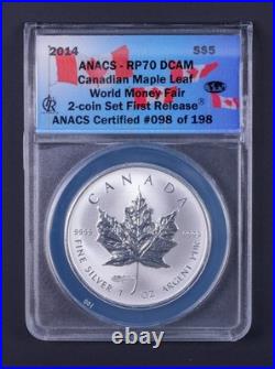 2014 Canada 1oz Maple Leaf Silver Berlin World Fair Privy ANACS RP70DCAM REB060