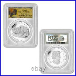 2014 Canada $20 1 oz Proof Bison Bull & his Mate Silver Coin PCGS PR70 DCAM FS