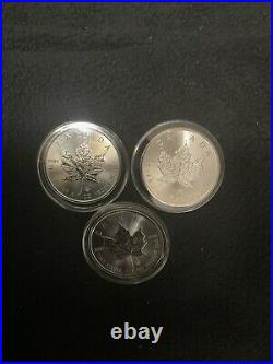 2014 Canada silver maple leaf 1 Oz. Coins (Lot Of 3)