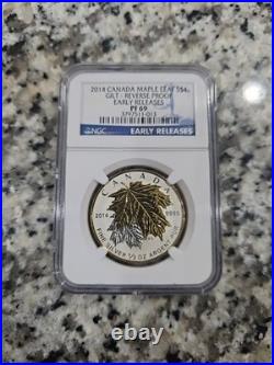 2014 Canadian Maple Leaf $4 Gilt Reverse Proof NGC PF69 Early Releases Rare