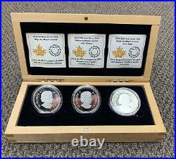 2014 Majestic Maple Leaf RCM 3 Coin Set with Colour & Jade Pure. 9999 Silver