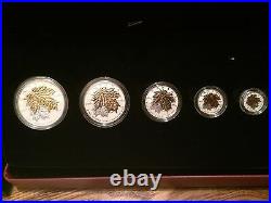 2014 Maple Leaf Fractional 5 Coins Set Pure. 9999 Silver. BU