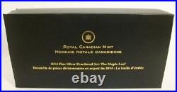 2014 Royal Canadian Mint Silver Maple Leaf Set 5 Coins Gold Leafs C. O. A