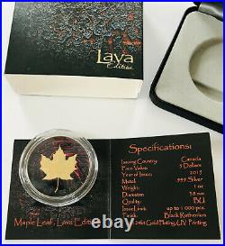 2015 1 oz. 9999 Maple Leaf Gold Gilded & Ruthenium, Colorised Lava Silver Coin