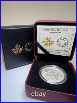 2015 $10 Canadian Maple Leaves 1/2oz silver coin with COA