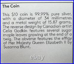 2015 $10 Canadian Maple Leaves 1/2oz silver coin with COA