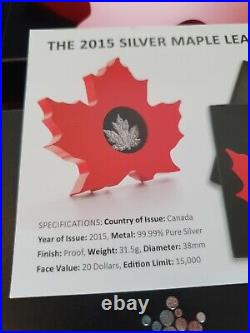 2015 Canada $20 Maple Leaf Shape Coin 1 Oz. 999 Silver Proof Coin