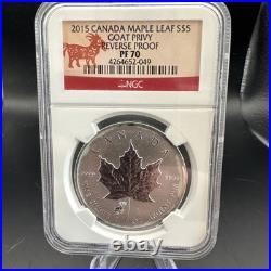 2015 Canada $5 1 oz 9999 Silver Maple Leaf GOAT PRIVY Reverse Proof NGC PF69