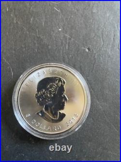 2015 Canada $5 1oz Heart Privy Mark Maple Leaf Silver Bullion coin