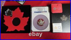 2015 Canada Maple Leaf Shape Coin. 999 Silver 1 Ounce NGC Graded PF69 w. BOX&COA