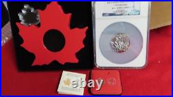 2015 Canada Maple Leaf Shape Coin. 999 Silver 1 Ounce NGC Graded PF69 w. BOX&COA
