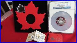 2015 Canada Maple Leaf Shape Coin. 999 Silver 1 Ounce NGC Graded PF69 w. BOX&COA