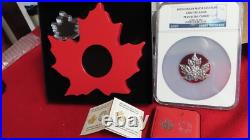 2015 Canada Maple Leaf Shape Coin. 999 Silver 1 Ounce NGC Graded PF69 w. BOX&COA