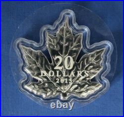 2015 Canada Silver Proof Maple Leaf Shape $20 coin in Case with COA