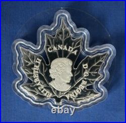 2015 Canada Silver Proof Maple Leaf Shape $20 coin in Case with COA