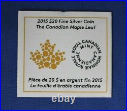 2015 Canada Silver Proof Maple Leaf Shape $20 coin in Case with COA