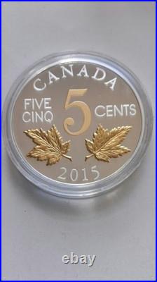 2015 Canada Two Maple Leaves 5 Cent 31.83g. 9999 Silver Proof RCM Mintage 8500