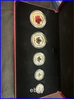 2015 Canadian Silver Maple Leaf Fractional Coin Set (translucent red enamel)